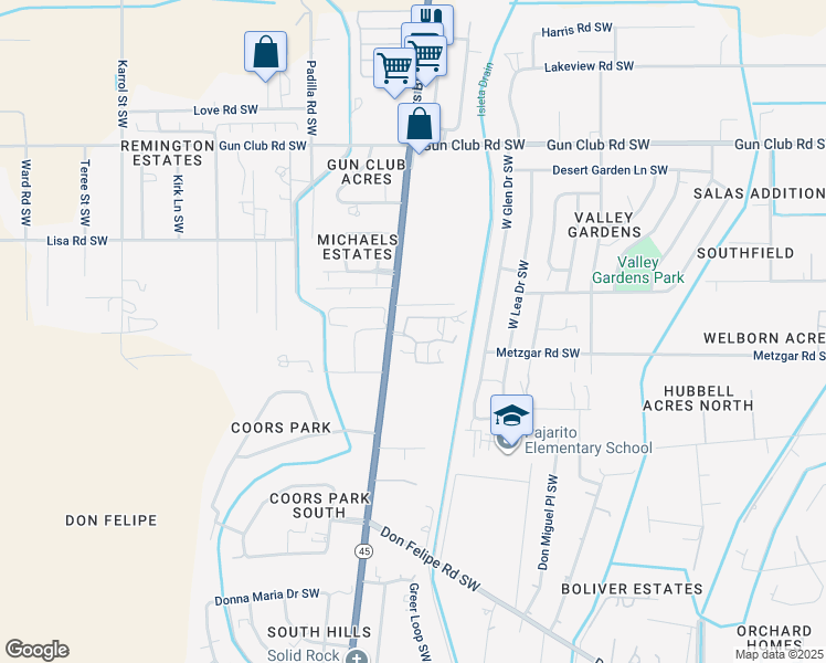 map of restaurants, bars, coffee shops, grocery stores, and more near 5090 Coors Boulevard Southwest in Albuquerque