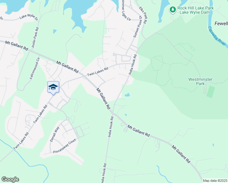 map of restaurants, bars, coffee shops, grocery stores, and more near 3559 India Hook Road in Rock Hill