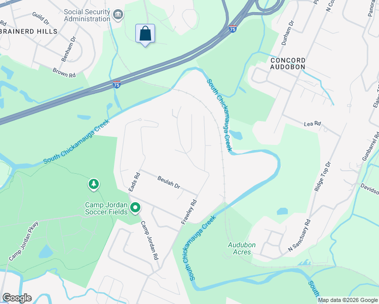 map of restaurants, bars, coffee shops, grocery stores, and more near 126 Fawn Drive in East Ridge