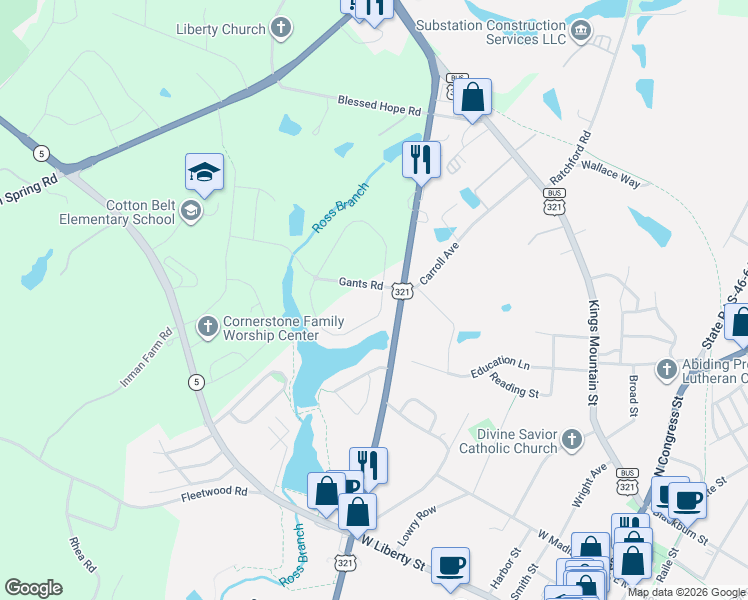 map of restaurants, bars, coffee shops, grocery stores, and more near 1239 Whitehall Hill Road in York