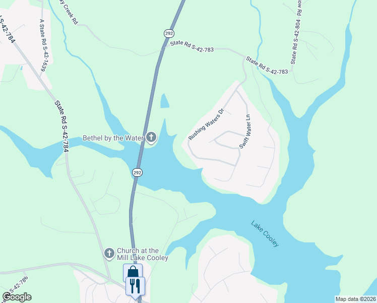 map of restaurants, bars, coffee shops, grocery stores, and more near 214 Rushing Waters Drive in Inman
