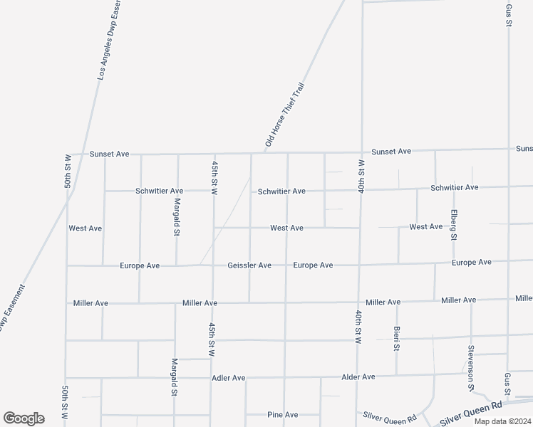 map of restaurants, bars, coffee shops, grocery stores, and more near 45th Street West in Mojave