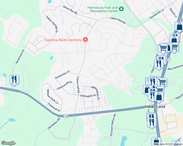 map of restaurants, bars, coffee shops, grocery stores, and more near 2278 Capital Club Way in Indian Land