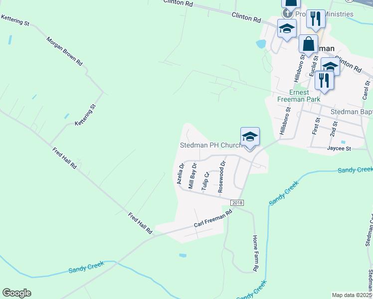 map of restaurants, bars, coffee shops, grocery stores, and more near 6208 Pansey Lane in Stedman