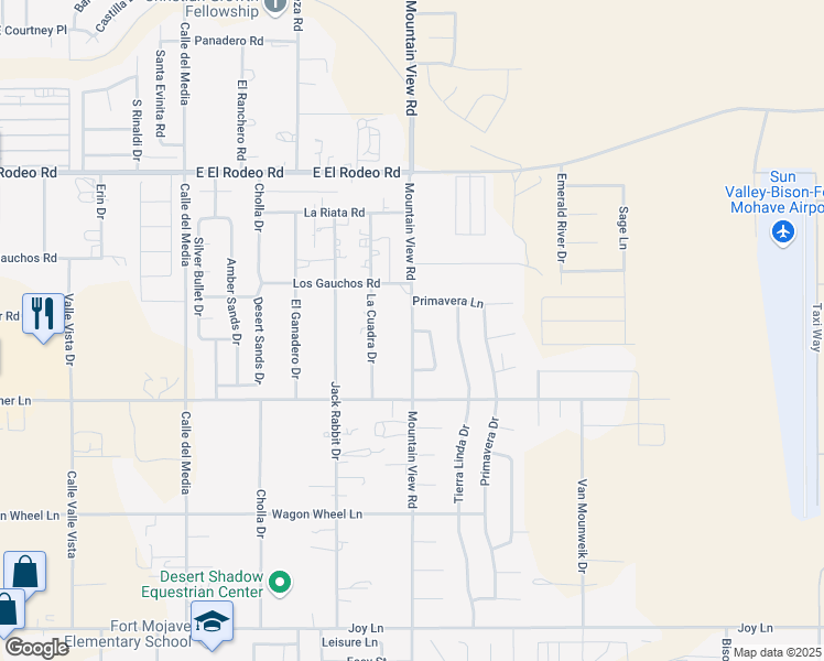 map of restaurants, bars, coffee shops, grocery stores, and more near 5183-5187 Mountain View Road in Fort Mohave