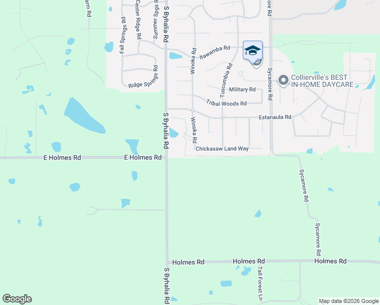 map of restaurants, bars, coffee shops, grocery stores, and more near 506 Chickasaw Land Way in Collierville