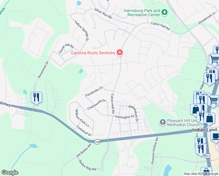 map of restaurants, bars, coffee shops, grocery stores, and more near 11035 Elven Drive in Indian Land