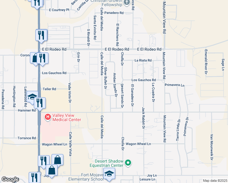 map of restaurants, bars, coffee shops, grocery stores, and more near 5167 Amber Sands Drive in Fort Mohave