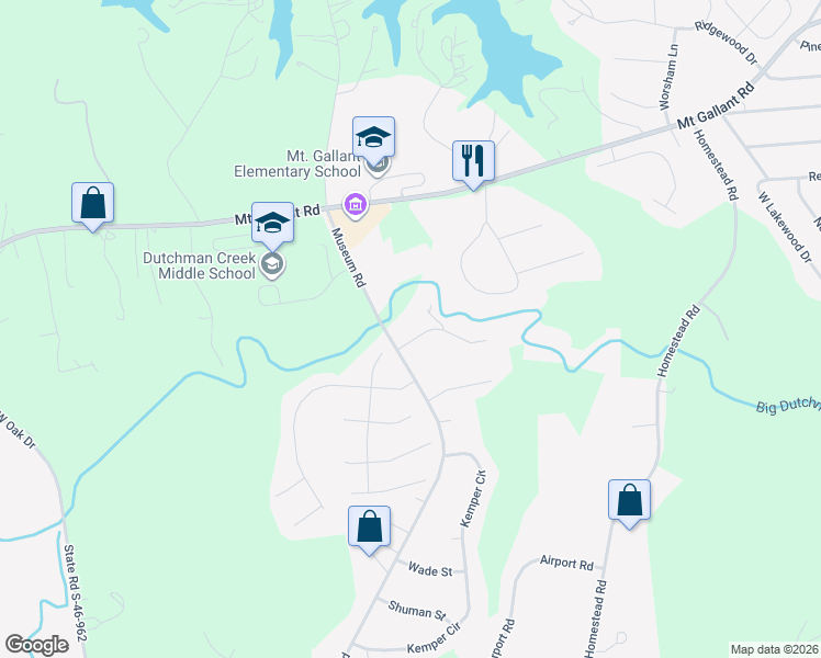 map of restaurants, bars, coffee shops, grocery stores, and more near 817 Creek Bluff Road in Rock Hill