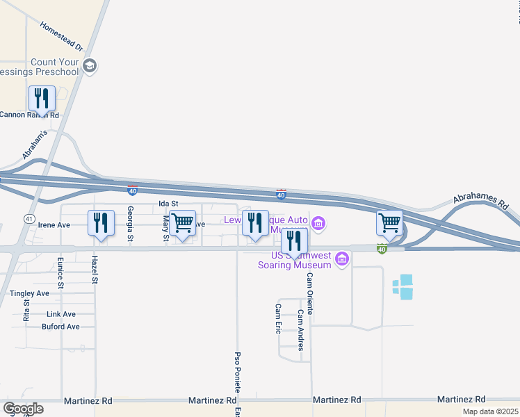 map of restaurants, bars, coffee shops, grocery stores, and more near 719 Dolores Street in Moriarty