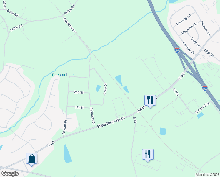 map of restaurants, bars, coffee shops, grocery stores, and more near 18 Lake Drive in Inman