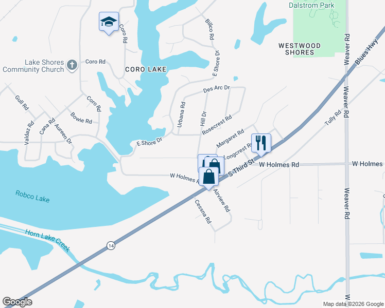 map of restaurants, bars, coffee shops, grocery stores, and more near 1358 Longcrest Road in Memphis