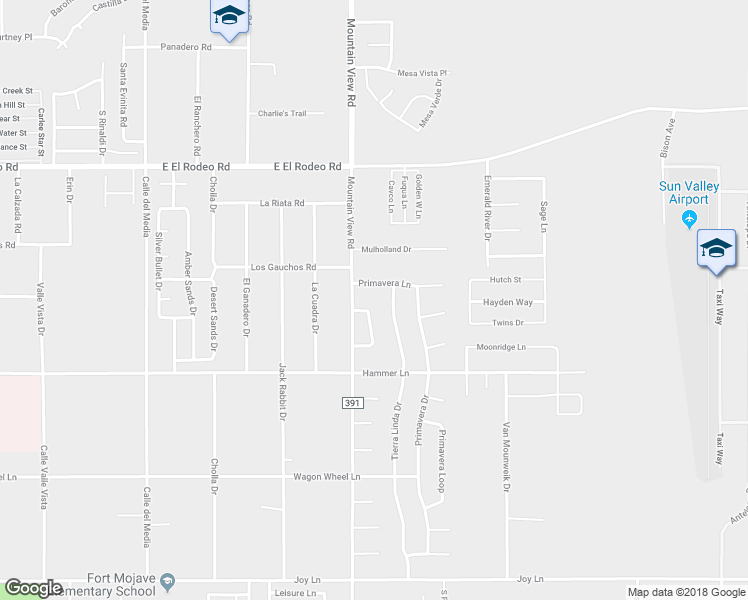 map of restaurants, bars, coffee shops, grocery stores, and more near 2072 Mountain View Loop in Fort Mohave