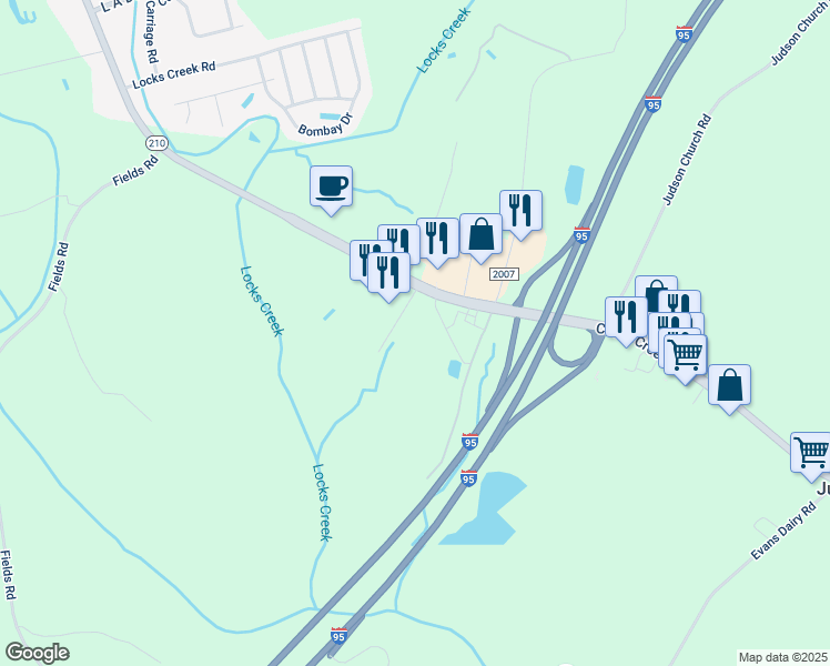 map of restaurants, bars, coffee shops, grocery stores, and more near 1834 Bureau Drive in Fayetteville