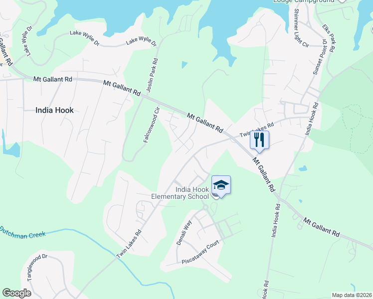map of restaurants, bars, coffee shops, grocery stores, and more near 1300 Dan Drive in Rock Hill