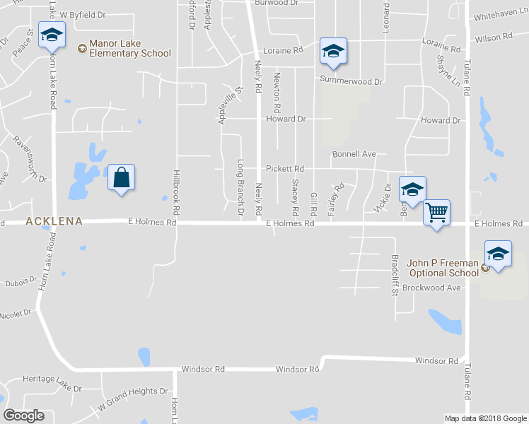 map of restaurants, bars, coffee shops, grocery stores, and more near 5184 Neely Road in Memphis