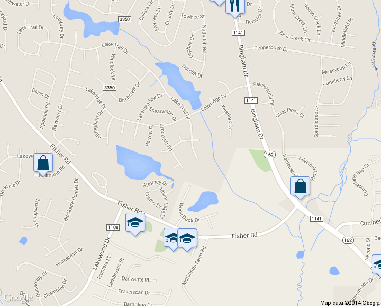 map of restaurants, bars, coffee shops, grocery stores, and more near 5969 Lake Trail Drive in Fayetteville
