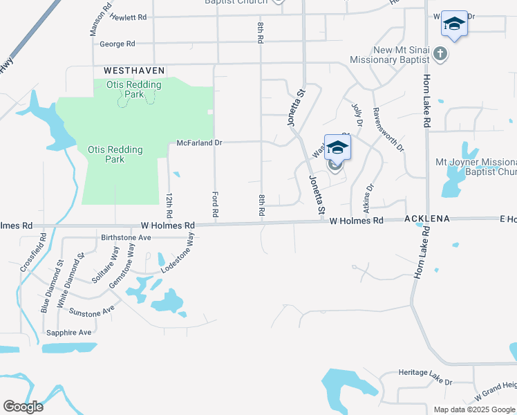 map of restaurants, bars, coffee shops, grocery stores, and more near 5177 8th Road in Memphis