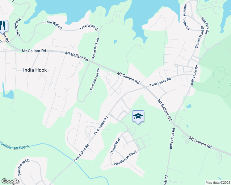 map of restaurants, bars, coffee shops, grocery stores, and more near 1300 Dan Drive in Rock Hill