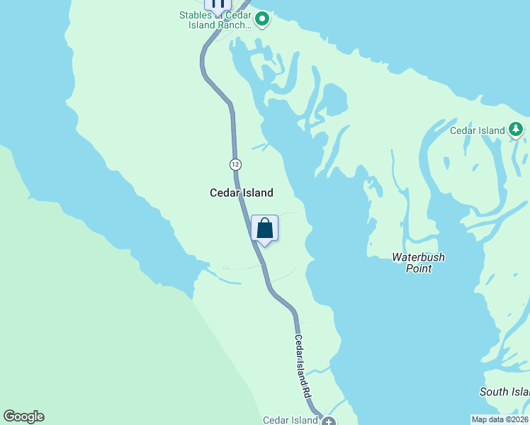 map of restaurants, bars, coffee shops, grocery stores, and more near 3246 Cedar Island Road in Cedar Island