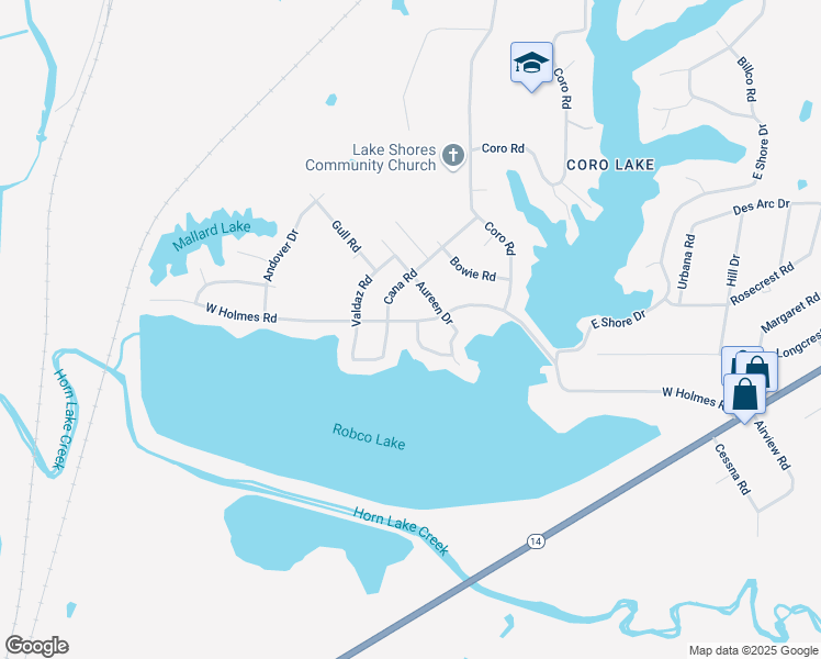map of restaurants, bars, coffee shops, grocery stores, and more near 5161 Sea Shore Road in Memphis