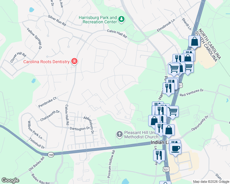 map of restaurants, bars, coffee shops, grocery stores, and more near 206 Patterson Lane in Fort Mill