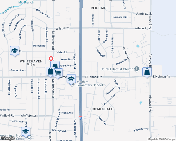 map of restaurants, bars, coffee shops, grocery stores, and more near 1875 Mc Pherson Road in Memphis