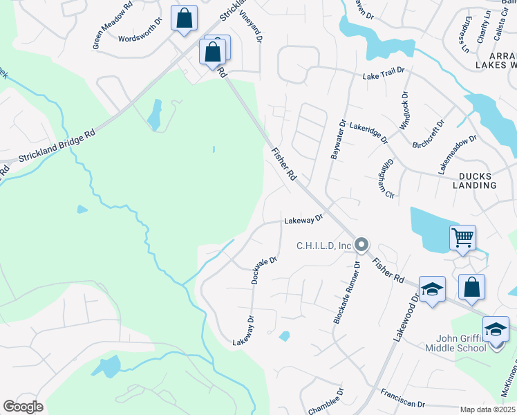 map of restaurants, bars, coffee shops, grocery stores, and more near 2288 Lakewell Circle in Fayetteville