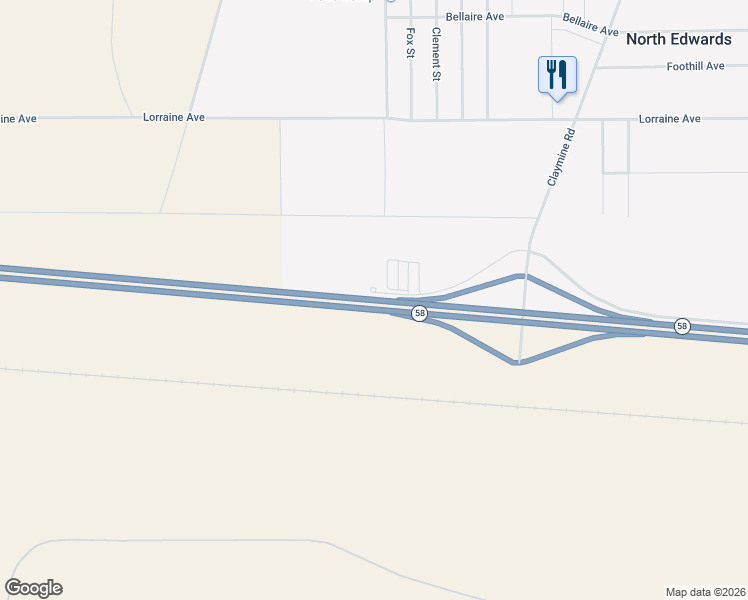 map of restaurants, bars, coffee shops, grocery stores, and more near Mojave-Barstow Highway in North Edwards