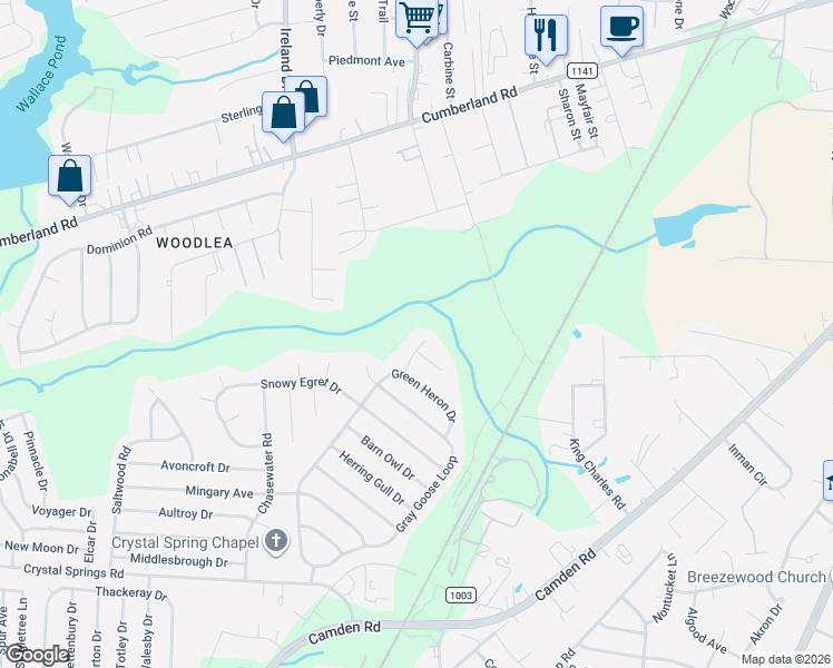 map of restaurants, bars, coffee shops, grocery stores, and more near 1222 Piping Plover Court in Fayetteville