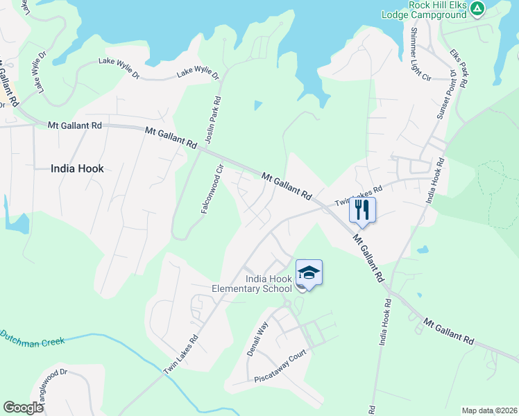 map of restaurants, bars, coffee shops, grocery stores, and more near 1300 Dan Drive in Rock Hill