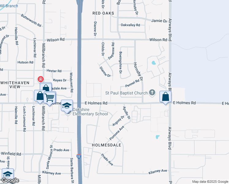 map of restaurants, bars, coffee shops, grocery stores, and more near 2004 Pennel Road in Memphis