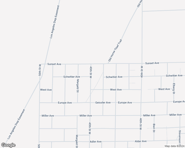 map of restaurants, bars, coffee shops, grocery stores, and more near 45th Street West in Mojave