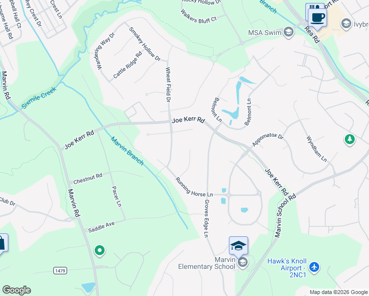 map of restaurants, bars, coffee shops, grocery stores, and more near 725 Wild Berry Court in Waxhaw