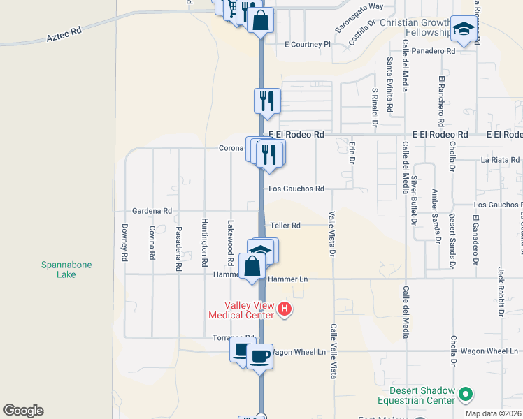 map of restaurants, bars, coffee shops, grocery stores, and more near 8824 South Highway 95 in Mohave Valley