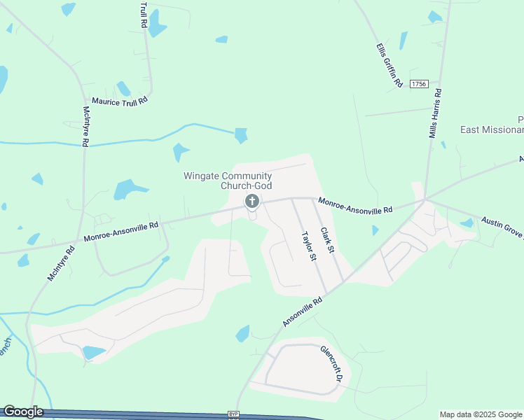 map of restaurants, bars, coffee shops, grocery stores, and more near 1115 Eastwood Drive in Wingate