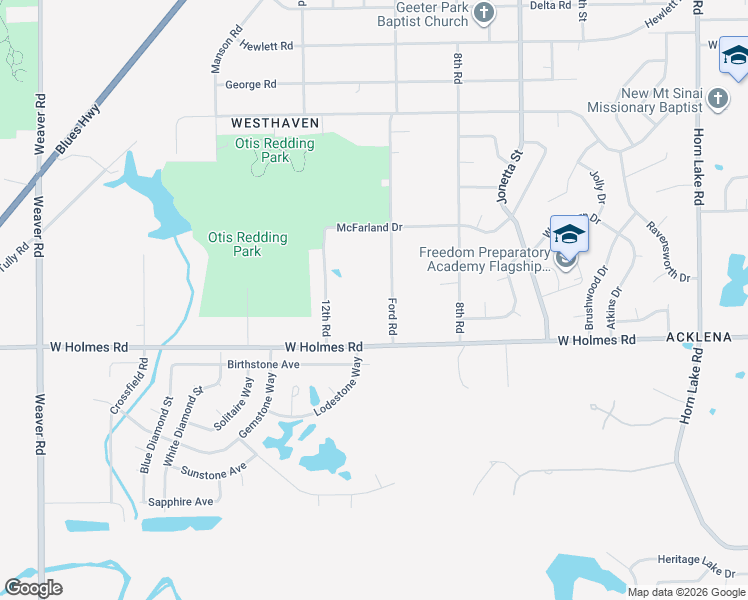 map of restaurants, bars, coffee shops, grocery stores, and more near 5119 Ford Road in Memphis