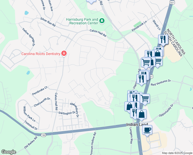 map of restaurants, bars, coffee shops, grocery stores, and more near 9121 Vecchio Drive in Indian Land