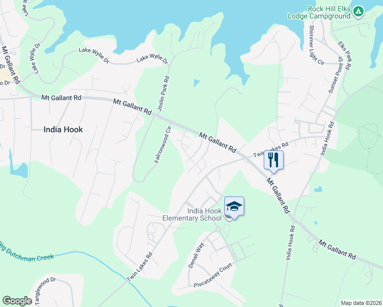 map of restaurants, bars, coffee shops, grocery stores, and more near 1534 Tiana Way in Rock Hill