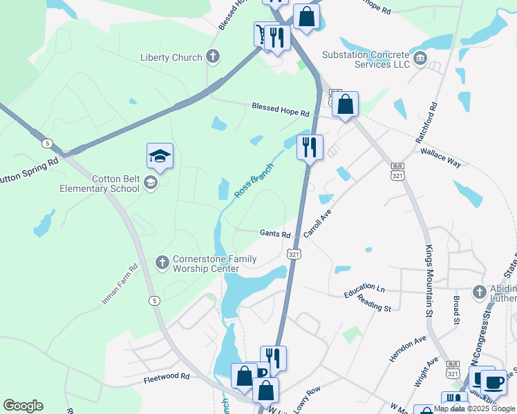 map of restaurants, bars, coffee shops, grocery stores, and more near 1027 Crestmont Way in York