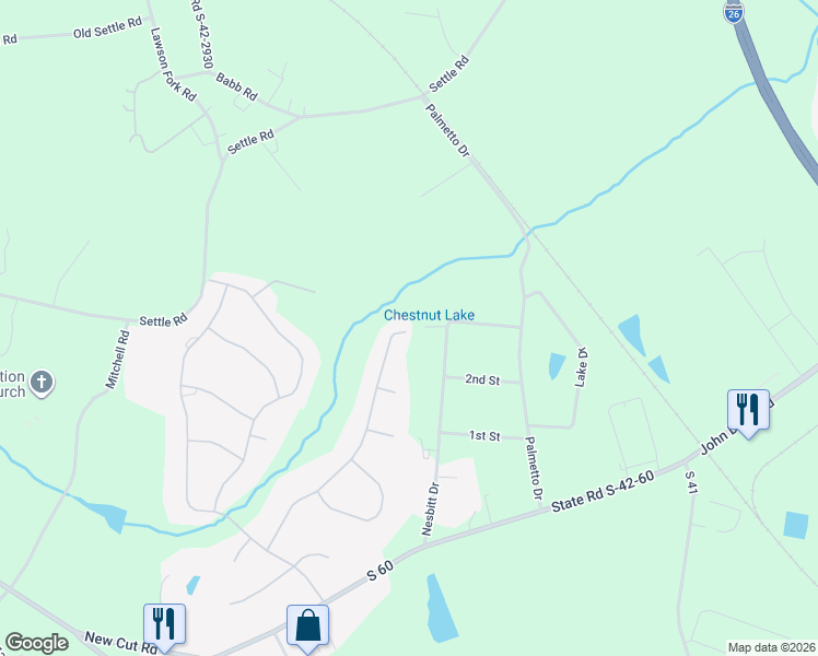 map of restaurants, bars, coffee shops, grocery stores, and more near 37 Nesbitt Drive in Inman