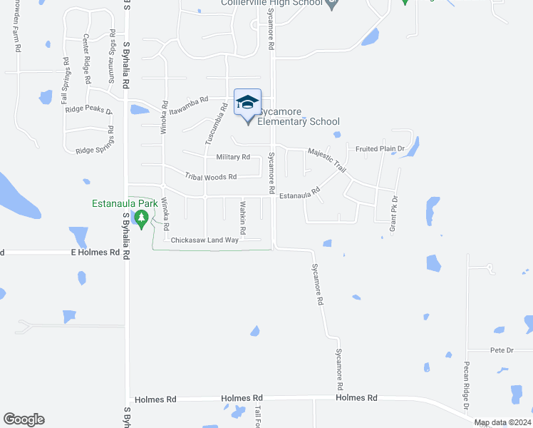 map of restaurants, bars, coffee shops, grocery stores, and more near 1344 Heyonka Cove in Collierville