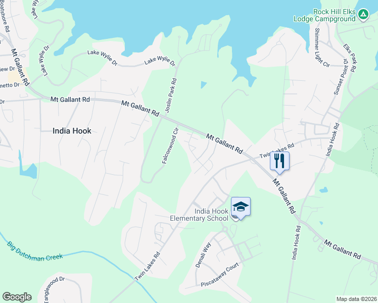 map of restaurants, bars, coffee shops, grocery stores, and more near 926 Olde Towne Way in Rock Hill