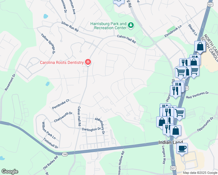 map of restaurants, bars, coffee shops, grocery stores, and more near 9133 Vecchio Drive in Indian Land
