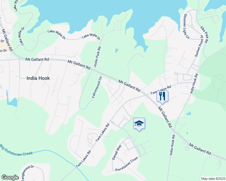 map of restaurants, bars, coffee shops, grocery stores, and more near 1534 Tiana Way in Rock Hill