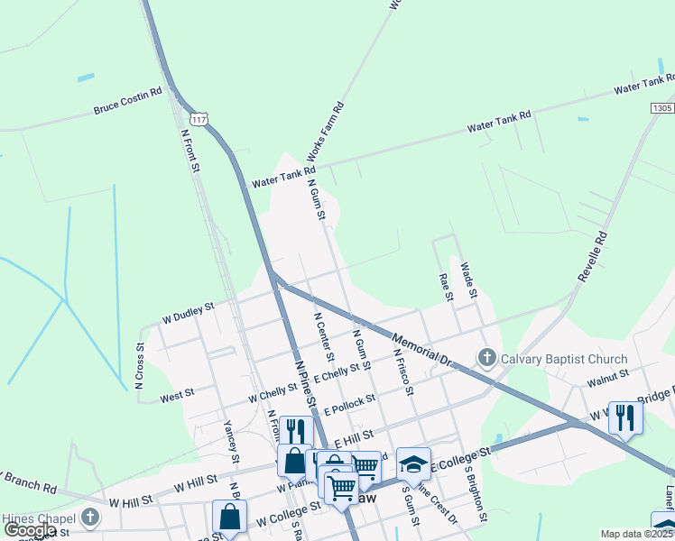 map of restaurants, bars, coffee shops, grocery stores, and more near East Dudley Street in Warsaw