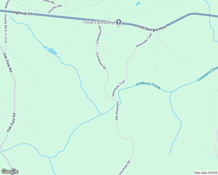 map of restaurants, bars, coffee shops, grocery stores, and more near 251 Crenshaw Road in Cowpens