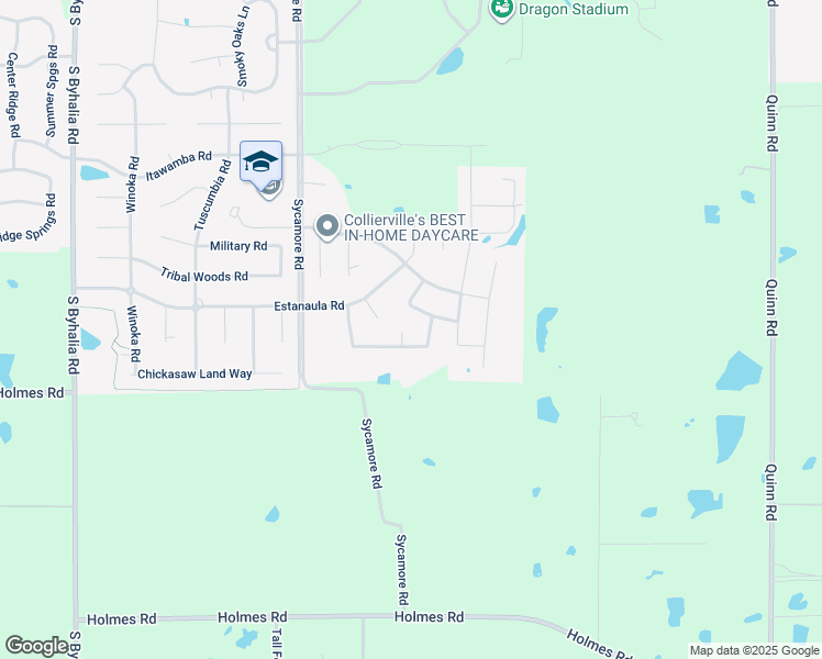 map of restaurants, bars, coffee shops, grocery stores, and more near 1337 Shallow Creek Cove in Collierville