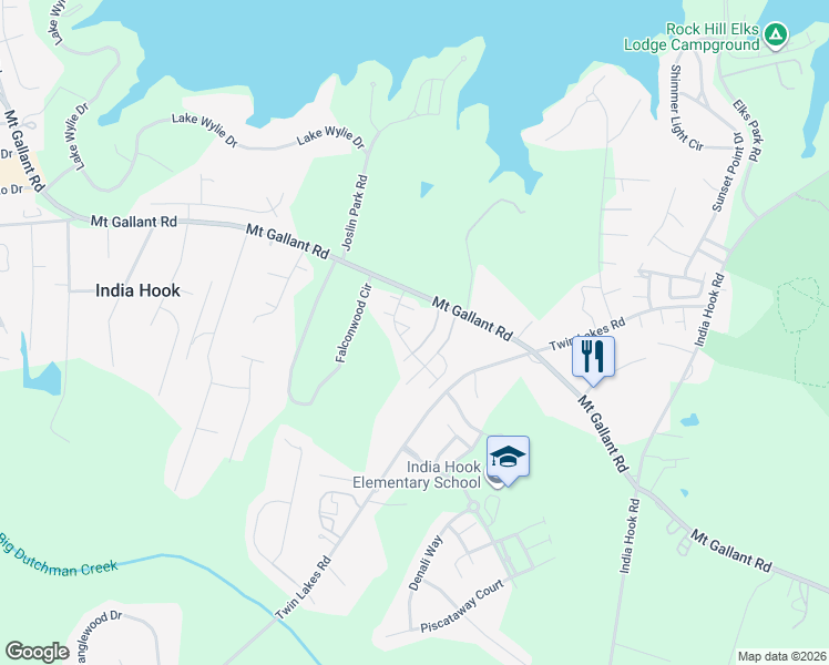 map of restaurants, bars, coffee shops, grocery stores, and more near 1534 Tiana Way in Rock Hill