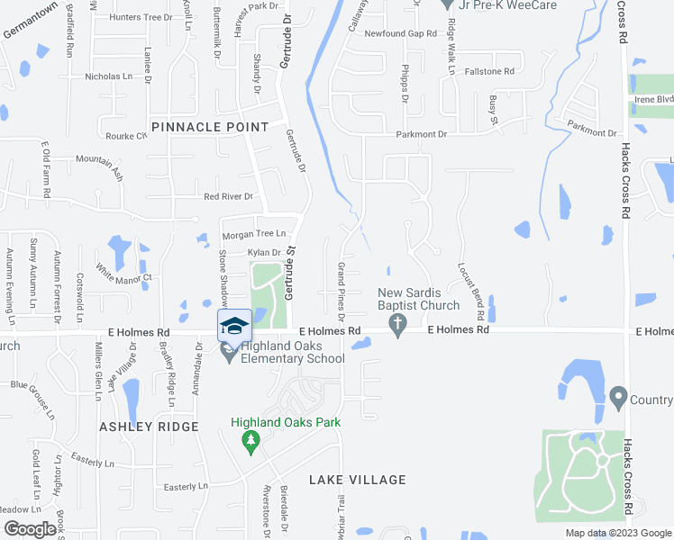 map of restaurants, bars, coffee shops, grocery stores, and more near 5129 Grand Pines Drive in Memphis